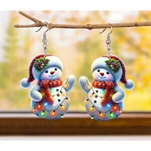 Snowman Christmas Dangle Earrings – Holiday Winter